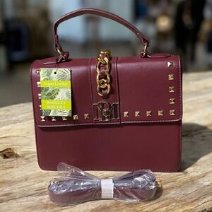 Badgley Mischka Burgundy Studded Women's Bag